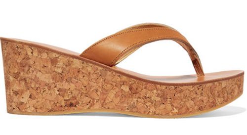 K Jacques St Tropez Diorite Leather Wedge Platform Sandals