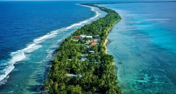 Aerial of the island of Tuvalu